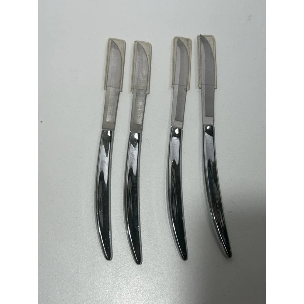 Vintage Carvel Hall Stainless Steel Non-Serrated Curvy Steak Knives 4-Pc Set ☆US
